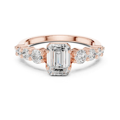 Emerald Accented Lab Grown Diamond Engagement Ring