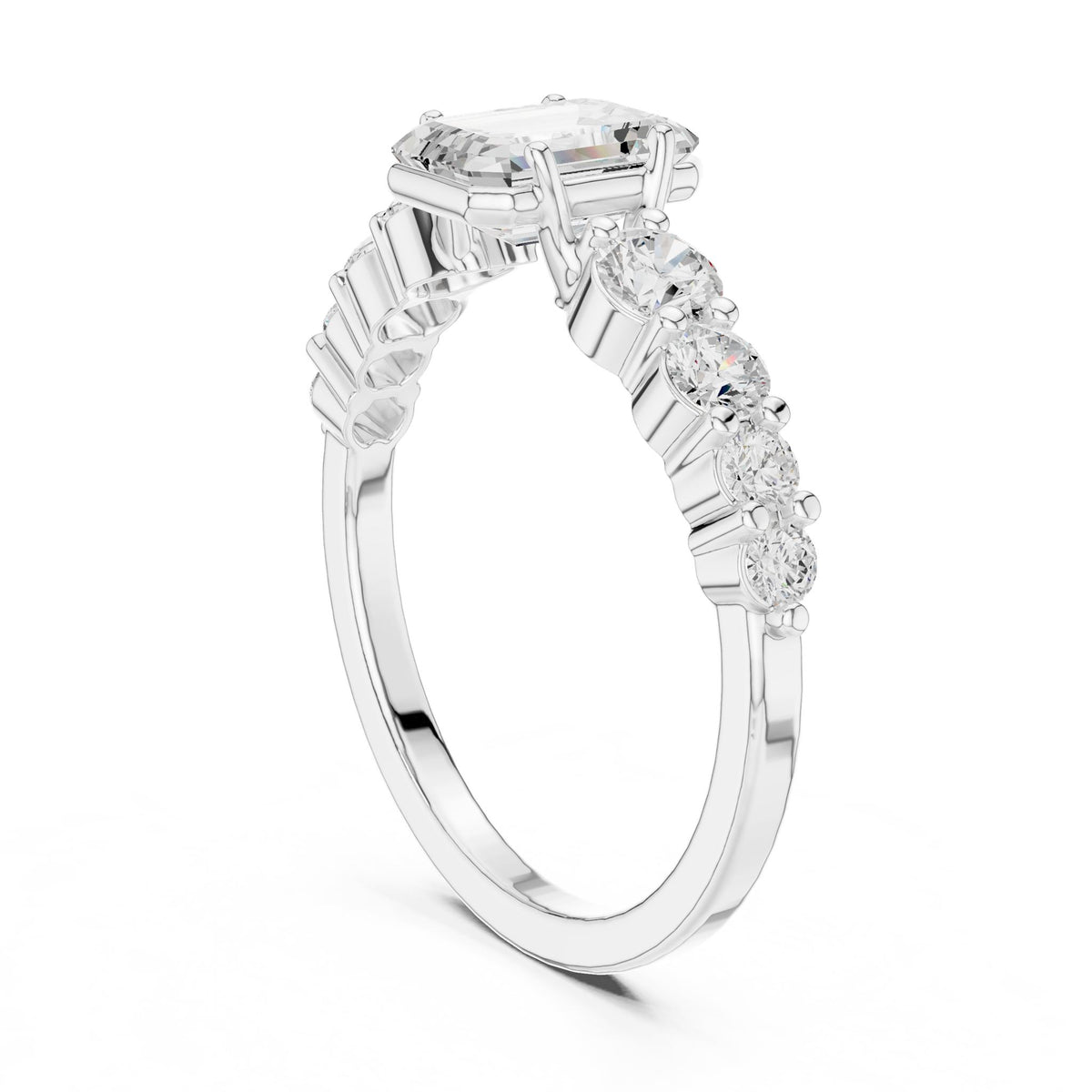 Emerald Accented Lab Grown Diamond Engagement Ring
