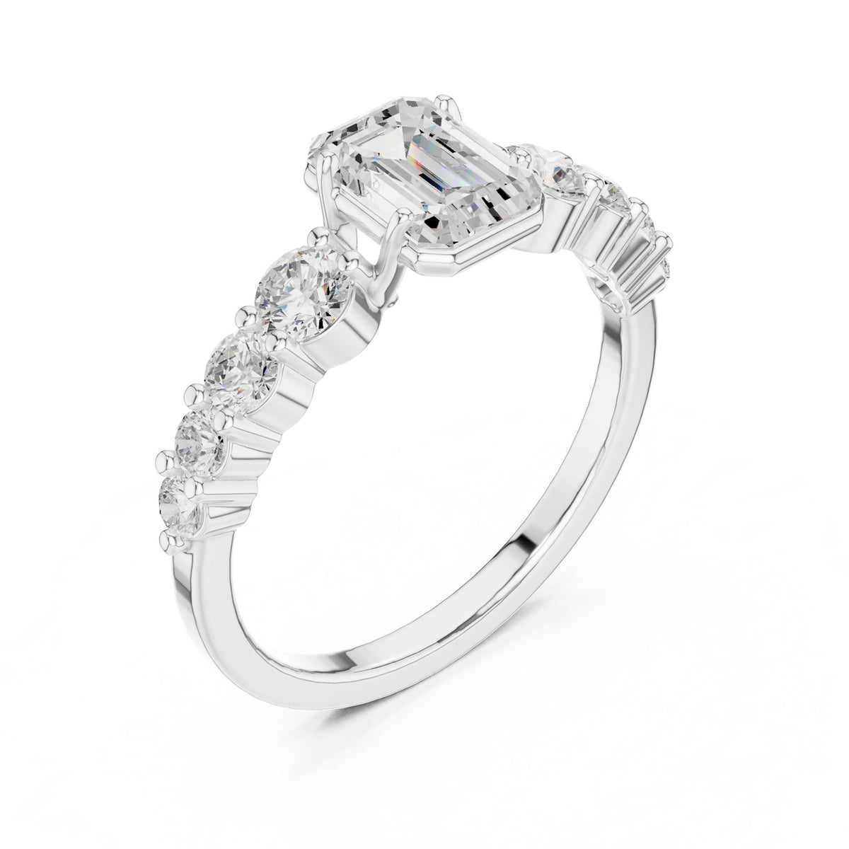 Emerald Accented Lab Grown Diamond Engagement Ring
