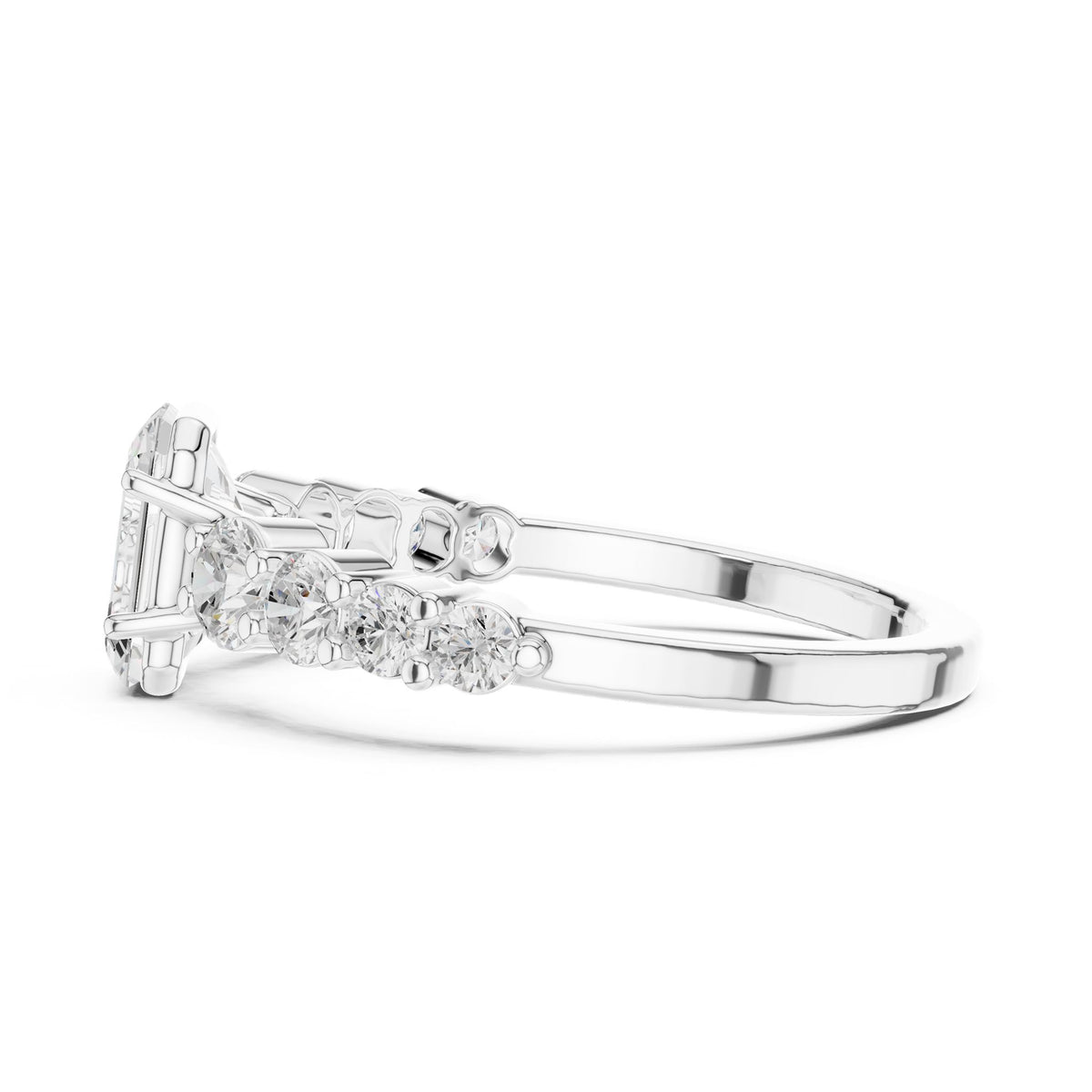 Emerald Accented Lab Grown Diamond Engagement Ring