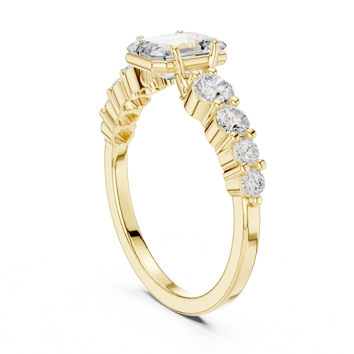 Emerald Accented Lab Grown Diamond Engagement Ring