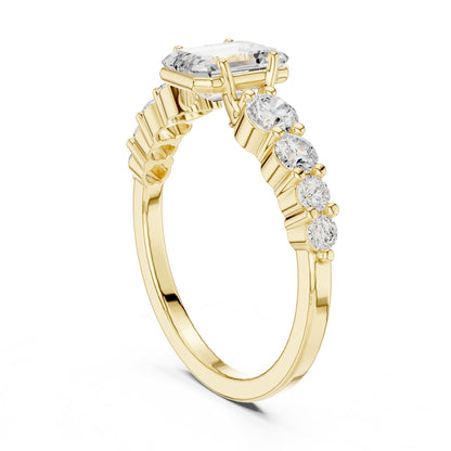 Emerald Accented Lab Grown Diamond Engagement Ring