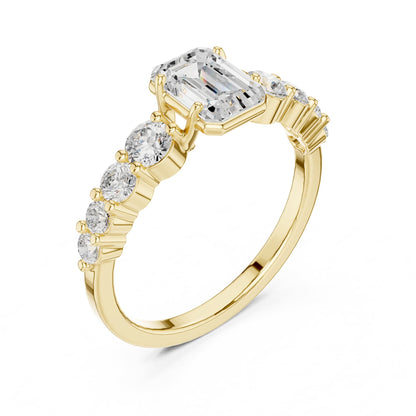 Emerald Accented Lab Grown Diamond Engagement Ring