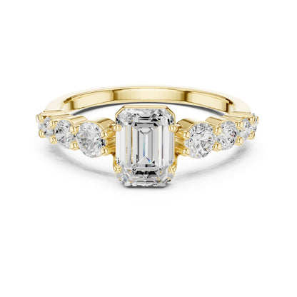Emerald Accented Lab Grown Diamond Engagement Ring