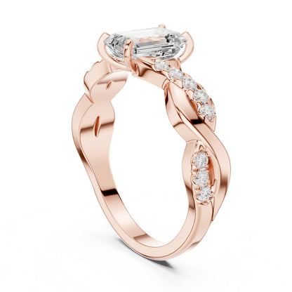 Emerald Accented Lab Grown Diamond Engagement Ring