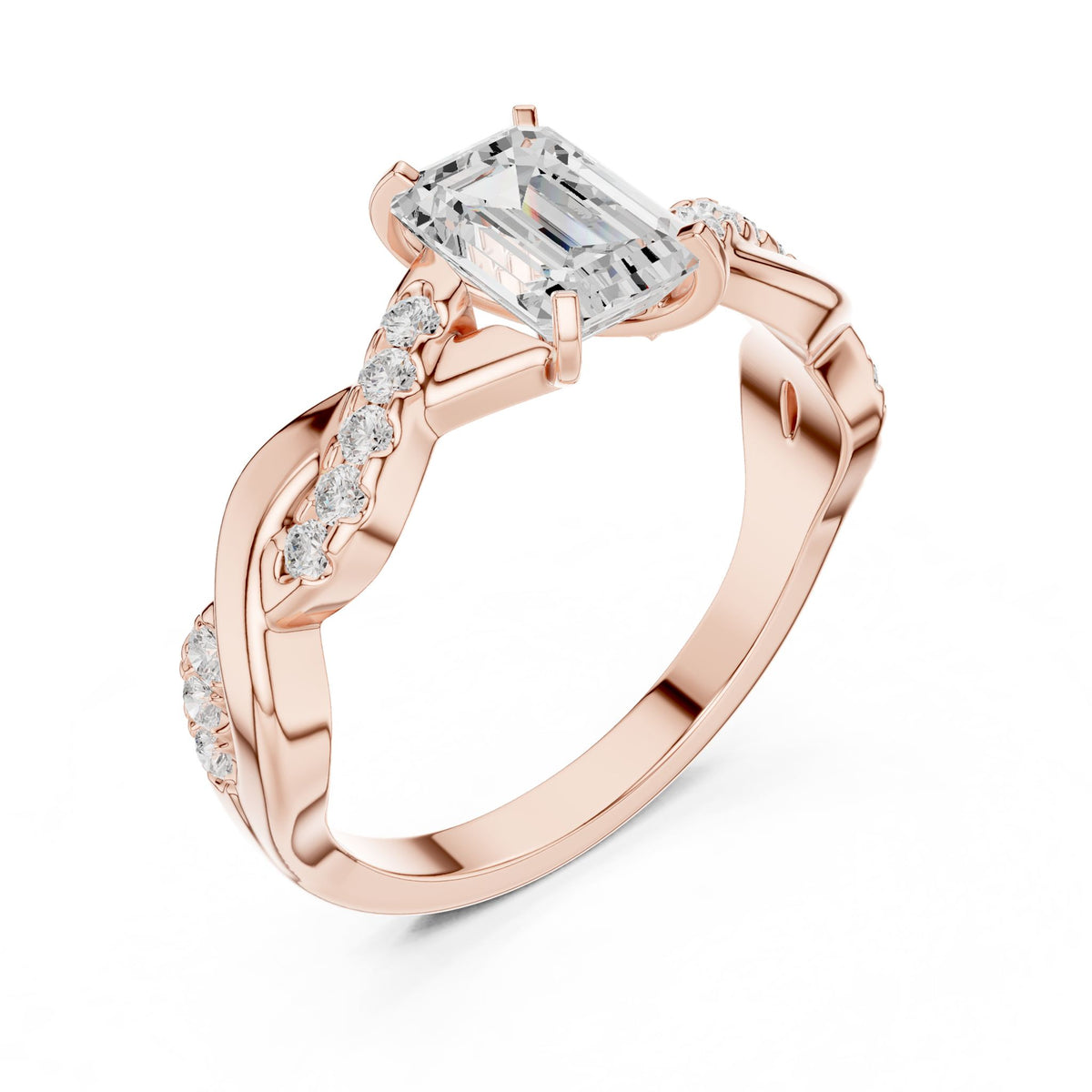 Emerald Accented Lab Grown Diamond Engagement Ring