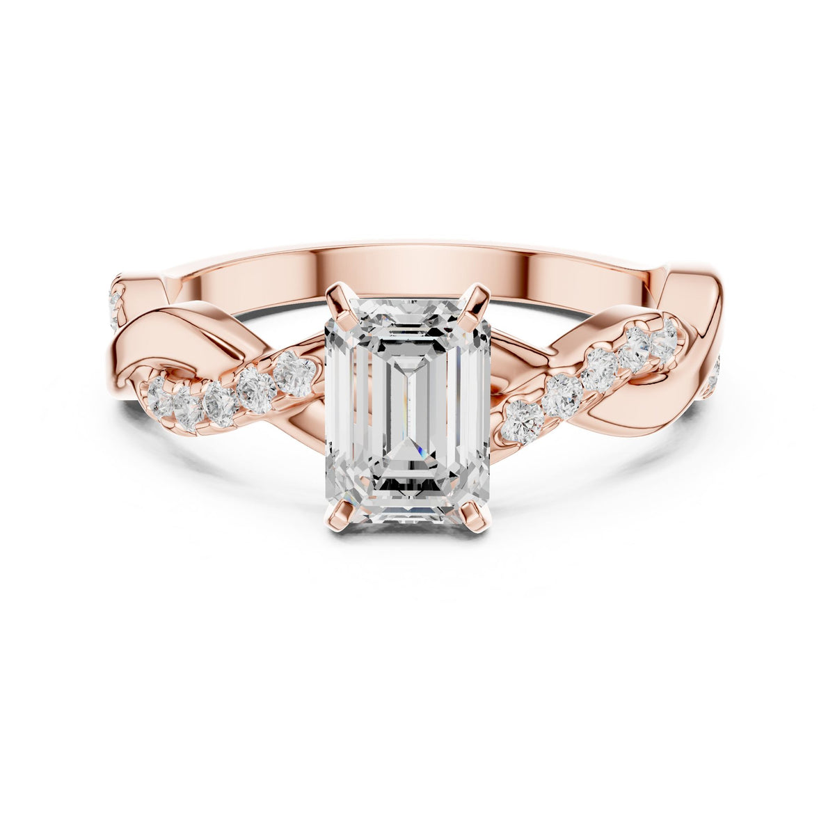 Emerald Accented Lab Grown Diamond Engagement Ring