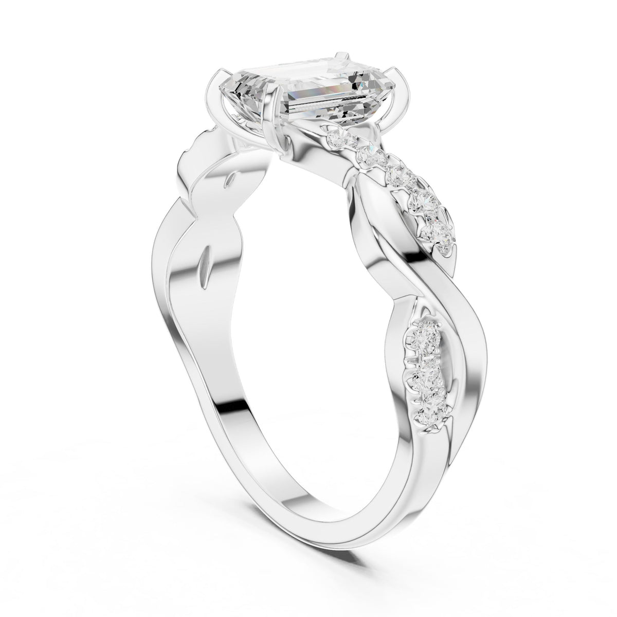 Emerald Accented Lab Grown Diamond Engagement Ring