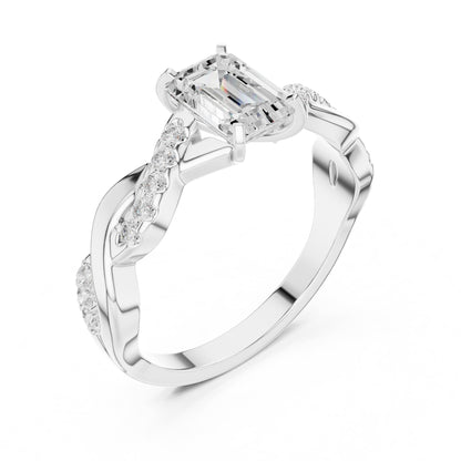 Emerald Accented Lab Grown Diamond Engagement Ring