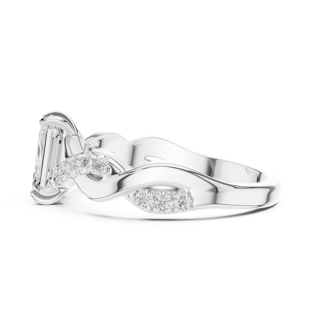 Emerald Accented Lab Grown Diamond Engagement Ring