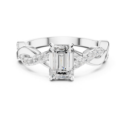 Emerald Accented Lab Grown Diamond Engagement Ring