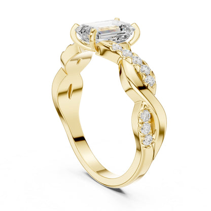 Emerald Accented Lab Grown Diamond Engagement Ring