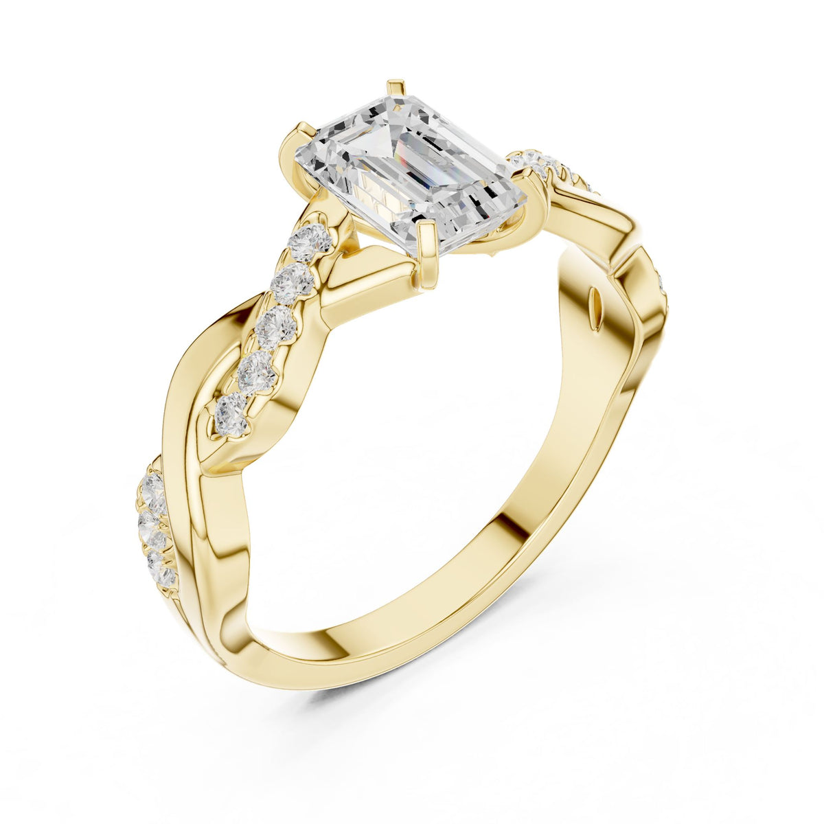 Emerald Accented Lab Grown Diamond Engagement Ring