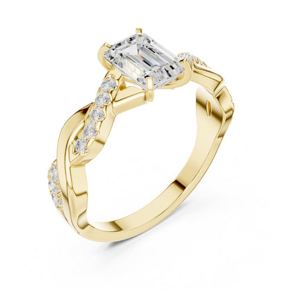Emerald Accented Lab Grown Diamond Engagement Ring