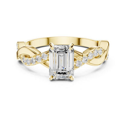 Emerald Accented Lab Grown Diamond Engagement Ring