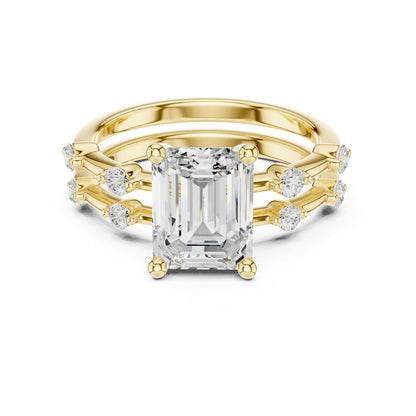 Emerald Accented Lab Grown Diamond Engagement Ring