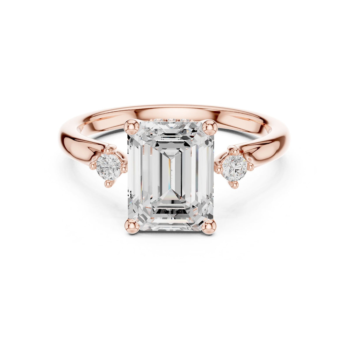 Emerald Accented Lab Grown Diamond Engagement Ring