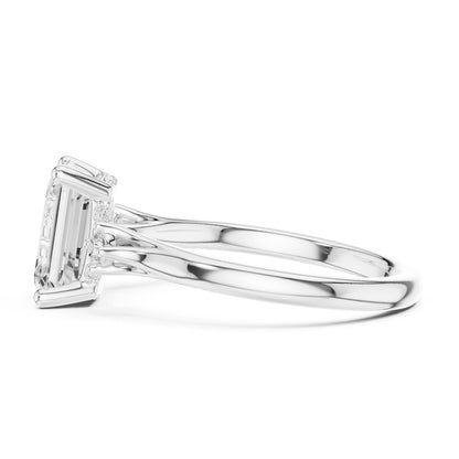 Emerald Accented Lab Grown Diamond Engagement Ring