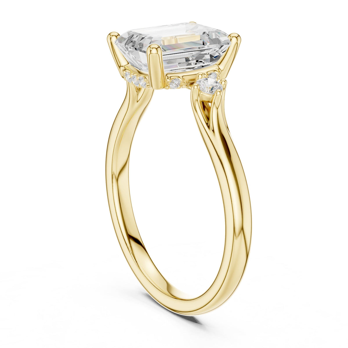 Emerald Accented Lab Grown Diamond Engagement Ring