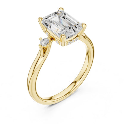Emerald Accented Lab Grown Diamond Engagement Ring