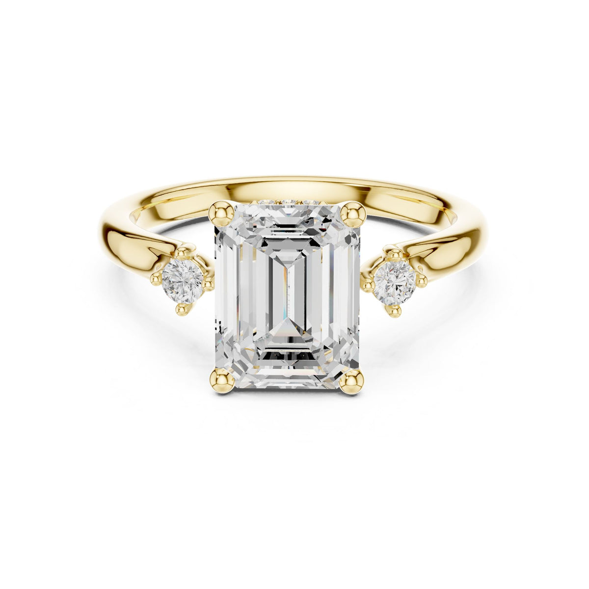 Emerald Accented Lab Grown Diamond Engagement Ring