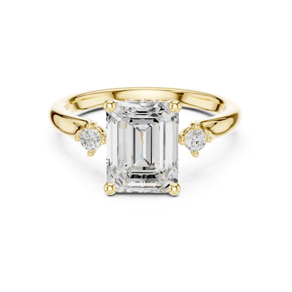 Emerald Accented Lab Grown Diamond Engagement Ring