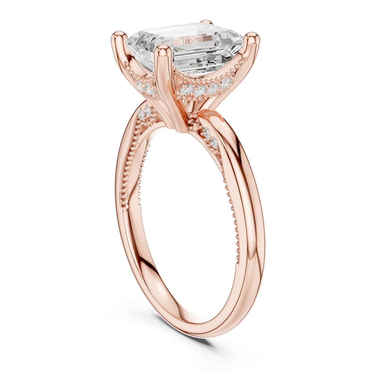 Emerald Accented Lab Grown Diamond Engagement Ring