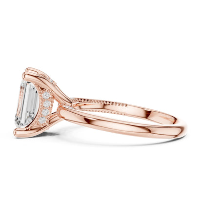 Emerald Accented Lab Grown Diamond Engagement Ring