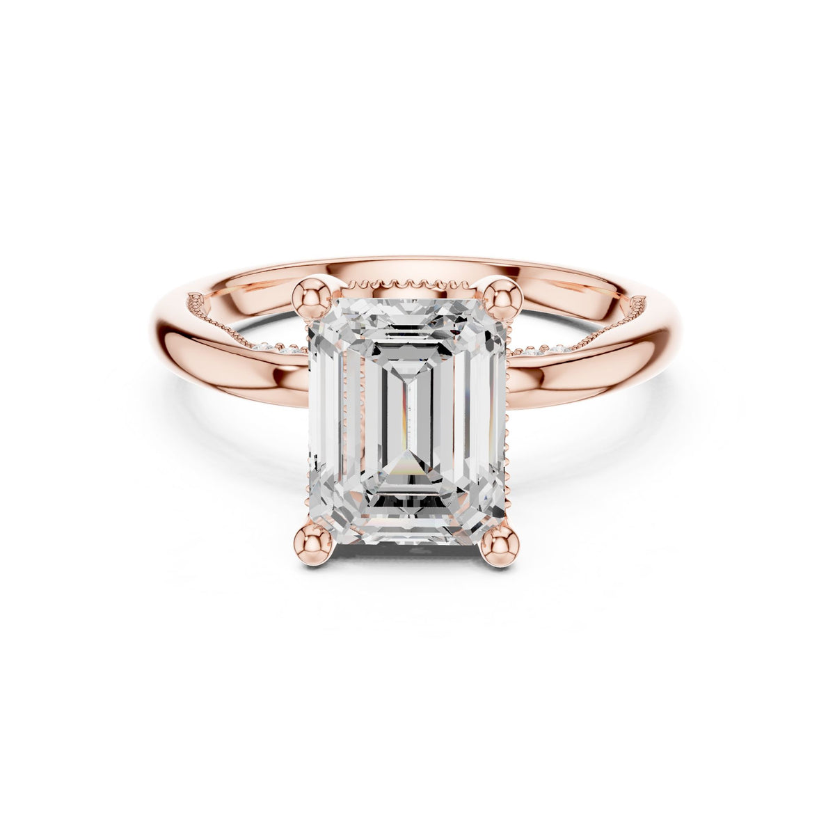 Emerald Accented Lab Grown Diamond Engagement Ring