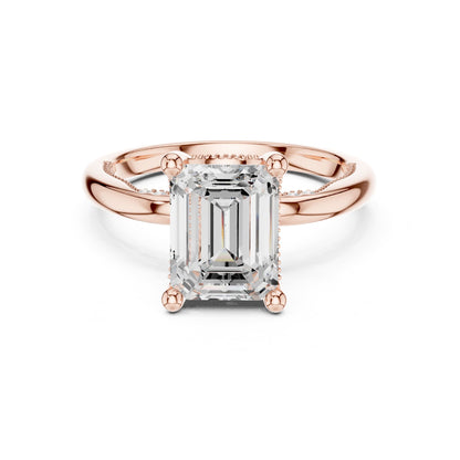 Emerald Accented Lab Grown Diamond Engagement Ring