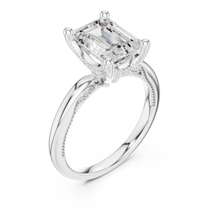 Emerald Accented Lab Grown Diamond Engagement Ring