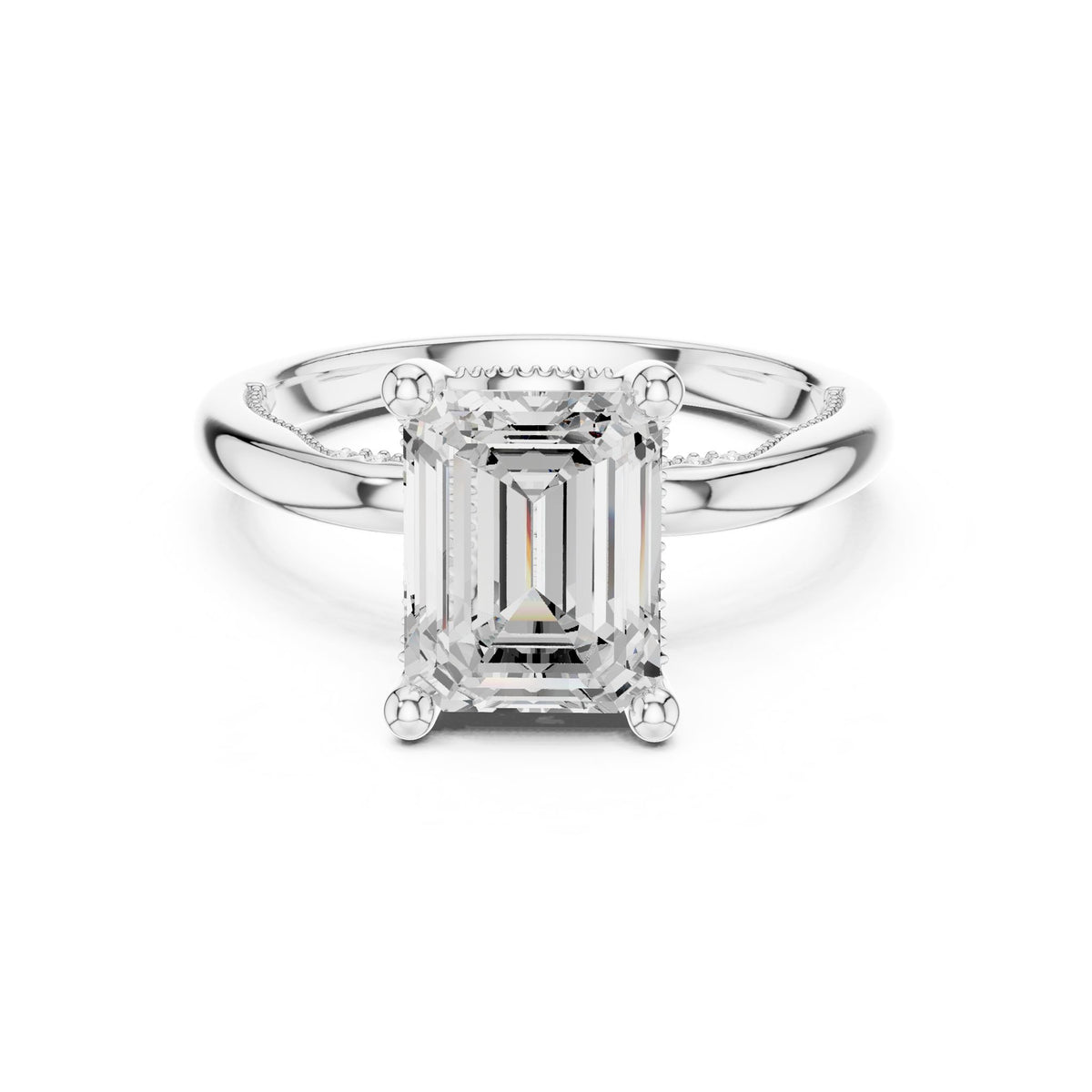 Emerald Accented Lab Grown Diamond Engagement Ring