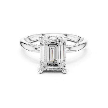 Emerald Accented Lab Grown Diamond Engagement Ring