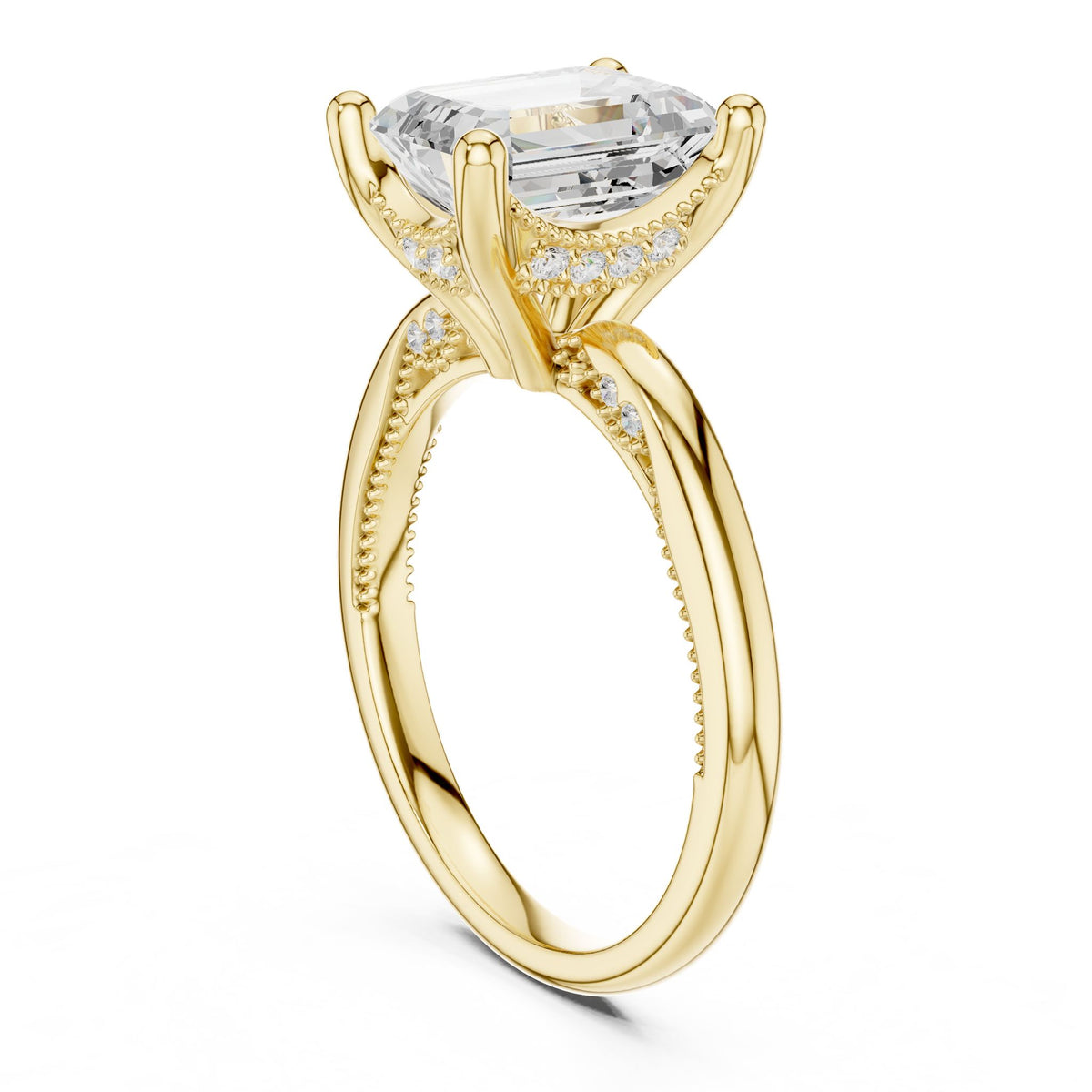 Emerald Accented Lab Grown Diamond Engagement Ring