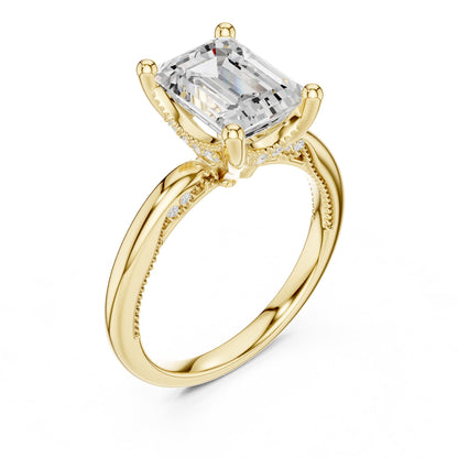 Emerald Accented Lab Grown Diamond Engagement Ring