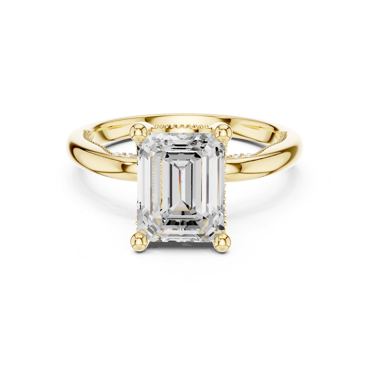 Emerald Accented Lab Grown Diamond Engagement Ring