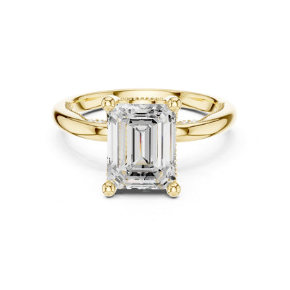 Emerald Accented Lab Grown Diamond Engagement Ring