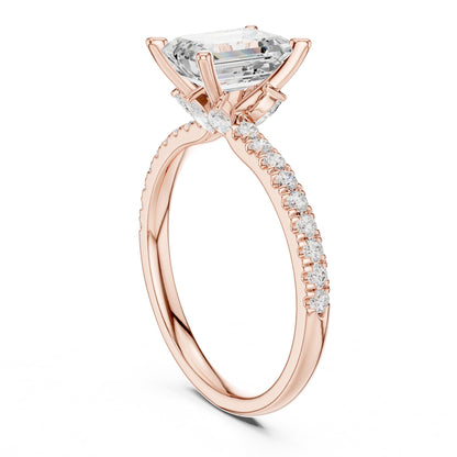 Emerald Accented Lab Grown Diamond Engagement Ring