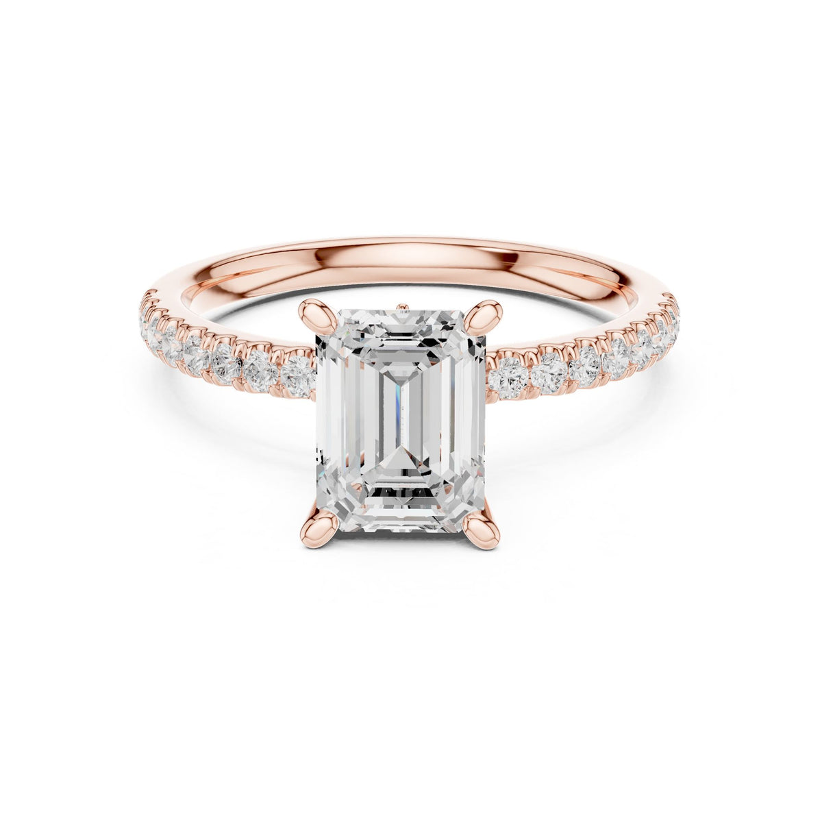 Emerald Accented Lab Grown Diamond Engagement Ring
