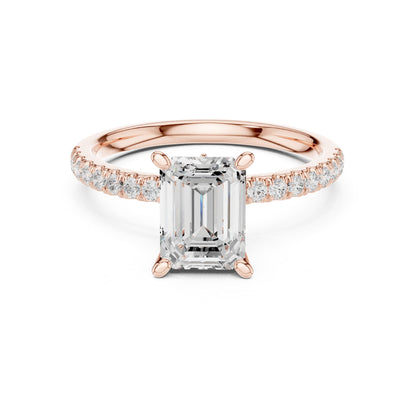 Emerald Accented Lab Grown Diamond Engagement Ring