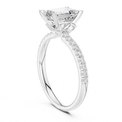 Emerald Accented Lab Grown Diamond Engagement Ring