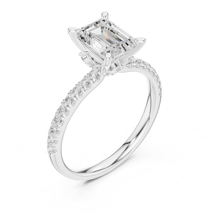 Emerald Accented Lab Grown Diamond Engagement Ring