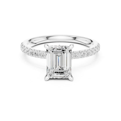Emerald Accented Lab Grown Diamond Engagement Ring
