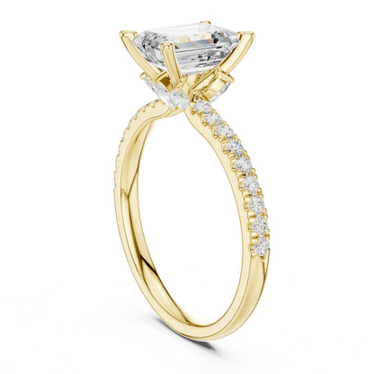 Emerald Accented Lab Grown Diamond Engagement Ring