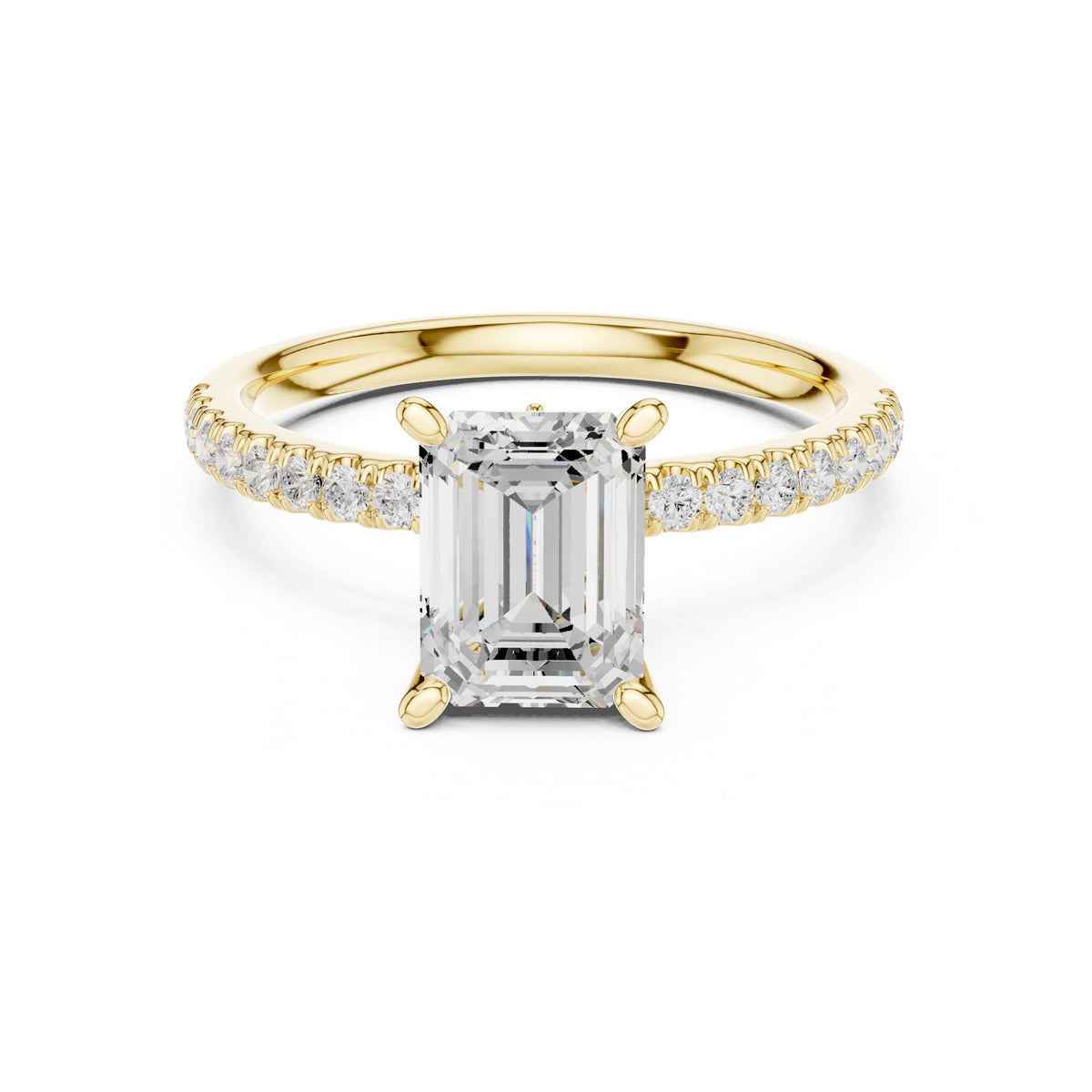 Emerald Accented Lab Grown Diamond Engagement Ring
