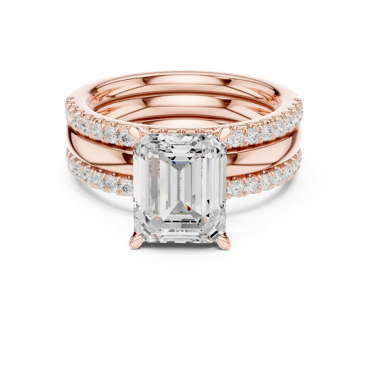 Emerald Accented Lab Grown Diamond Engagement Ring