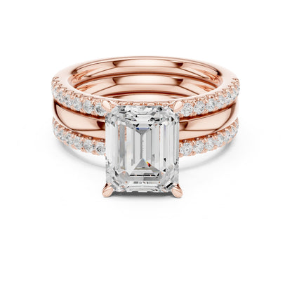 Emerald Accented Lab Grown Diamond Engagement Ring