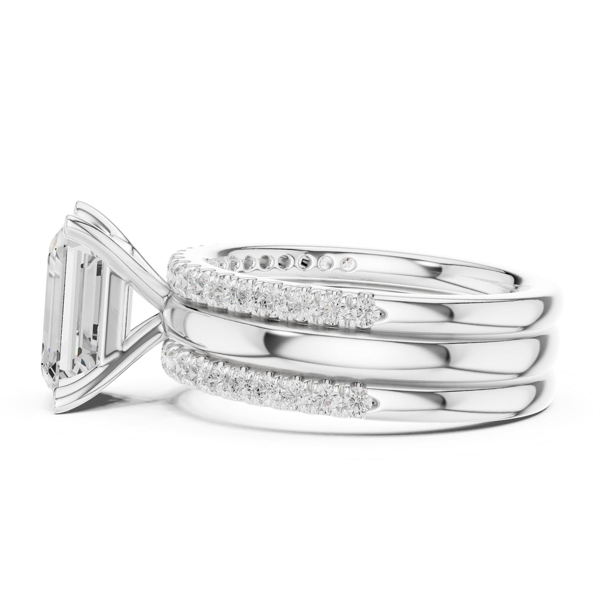 Emerald Accented Lab Grown Diamond Engagement Ring