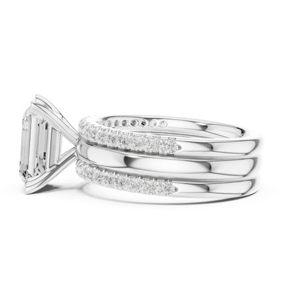 Emerald Accented Lab Grown Diamond Engagement Ring