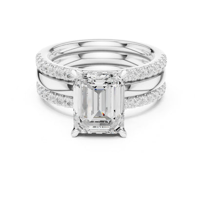 Emerald Accented Lab Grown Diamond Engagement Ring